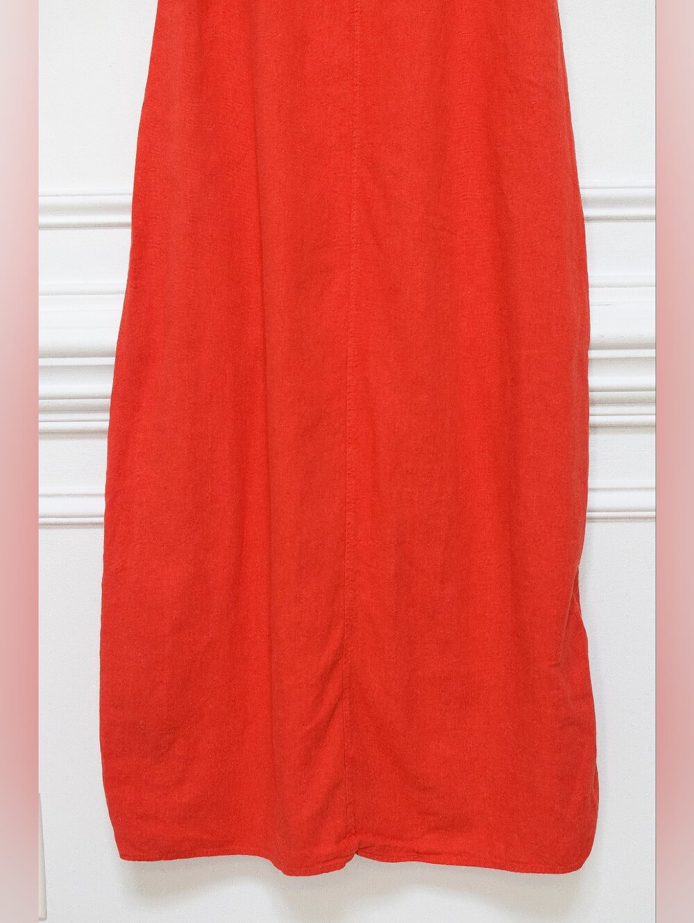 Zara Linen Blend Camisole Midi Slip Dress Orange Red Buttons Sz M Fall Capsule - Picture 6 of 11